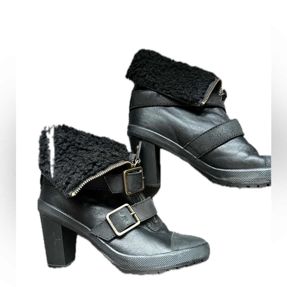 Juicy Couture Black Heeled Boots with Buckle Detail